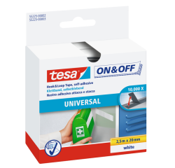 Klittenband tesa® On & Off  250cmx20mm zelfklevend wit