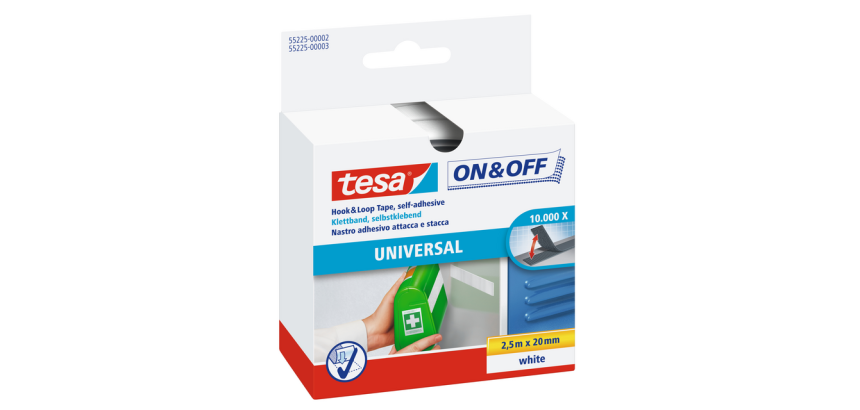 Tesa® On & Off self-adhesive fastener 2.5m x 20mm adhesive white