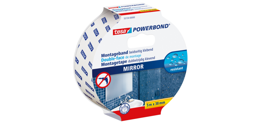 Double-sided tesa® Powerbond Mirror Mounting Tape 5mx38mm White