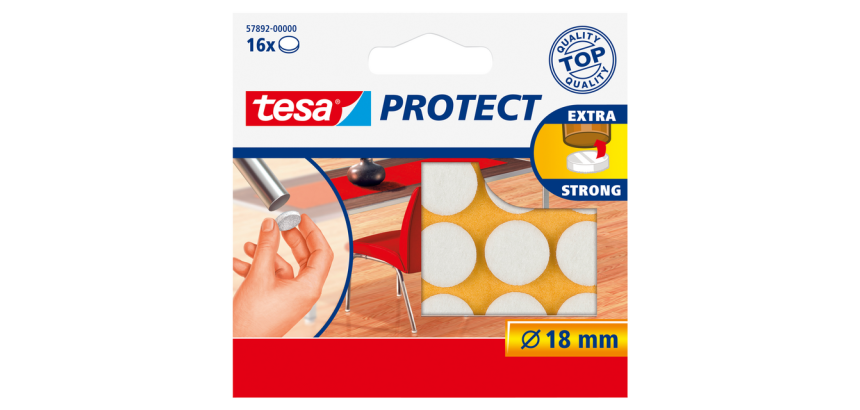 tesa® Protect Anti-Scratch Felt Pads Ø18mm White 16 Pieces