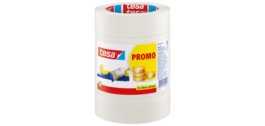 Afplaktape tesa® Economy 50mx30mm beige 5 rollen
