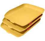 Leitz Cosy 3x A4 Yellow Letter Tray Set