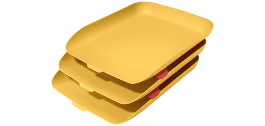 Leitz Cosy 3x A4 Yellow Letter Tray Set