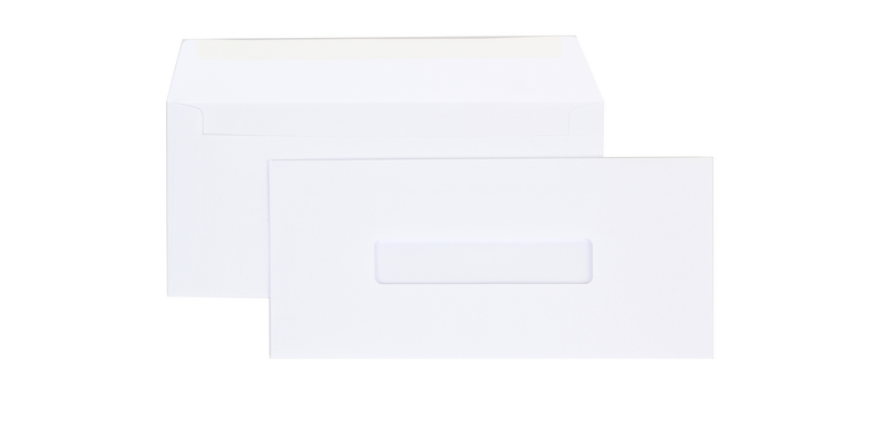 Büroumschlag 109x224 EA6 gummiert Fenster Mitte 2,5x11mm 80g