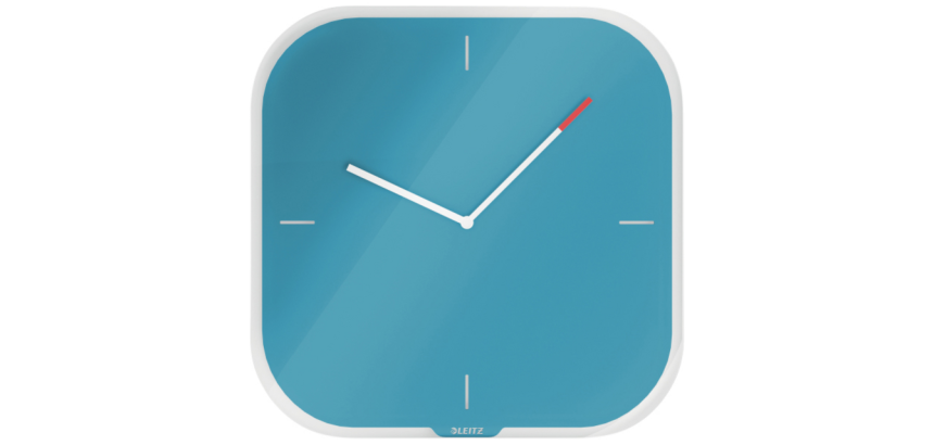 Leitz Cosy Wanduhr aus blauem Glas