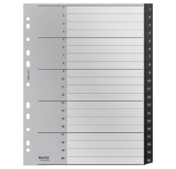 Leitz Recycle A4 Dividers 11 Holes 1-20 Extra Large PP