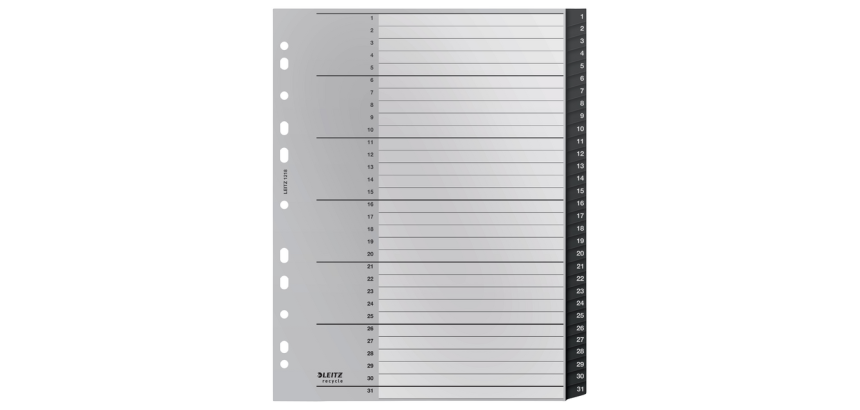 Leitz Recycle A4 11-Hole 1-31 Extra Large PP Dividers