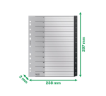 Tabblad Leitz Recycle A4 11-gaats 1-12 extra breed PP