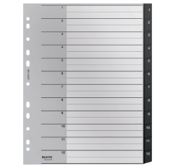 Leitz Recycle Dividers A4 11 Holes 1-12 Extra Large PP