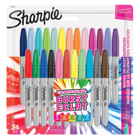 Feutre Sharpie Colour Burst Ogive 0,9mm blister 24 couleurs