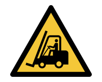 Pictogram bordje Djois Waarschuwing: transportvoertuigen 200x176mm geel