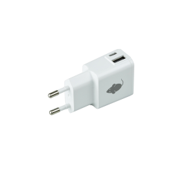 Chargeur Green Mouse 1x USB-C et 1x USB-A 2.4A blanc