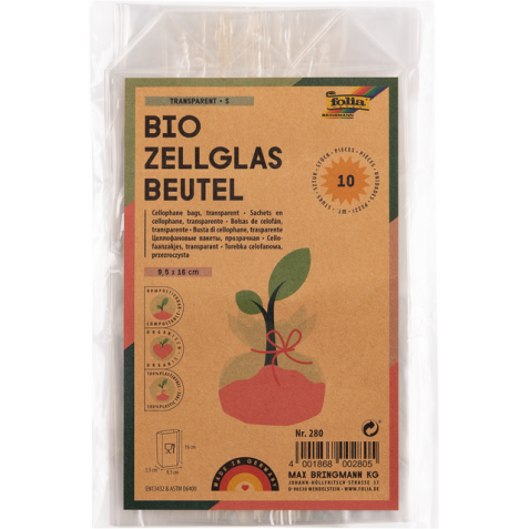 Sachet cellophane Folia 95x160mm transparent 10 pièces