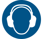 Mandatory hearing protection pictogram ø200mm blue