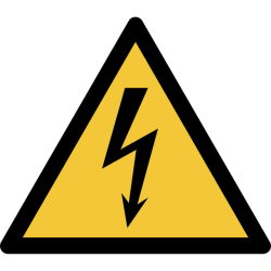 Pictogram bordje Djois Waarschuwing: elektrische spanning 200x176mm geel