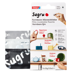 Pâte modelable fixante Sugru by tesa®  3 paquets noir/blanc/gris