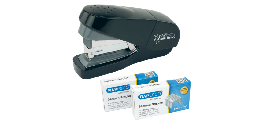 Nietmachine Rapesco Germ-Savvy Less Effort Eco antibacterieel zwart