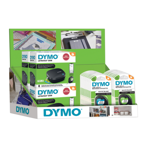 Imprimante Letratag Dymo 200B Bluetooth portable 12mm noir présentoir