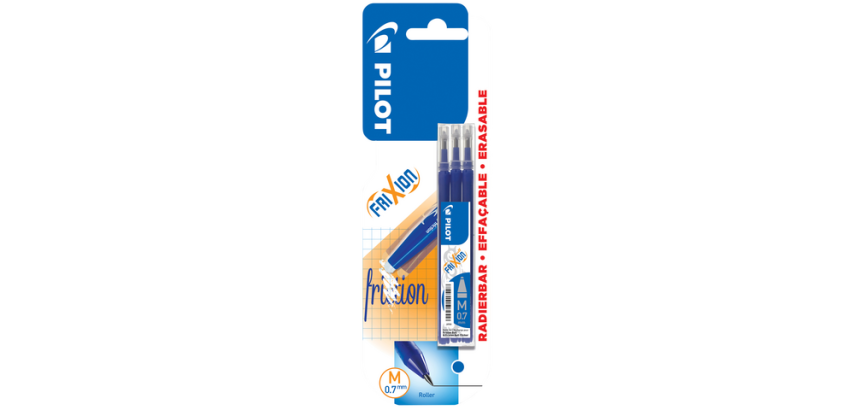 Recharge roller PILOT FriXion Medium bleu lister 3 pièces