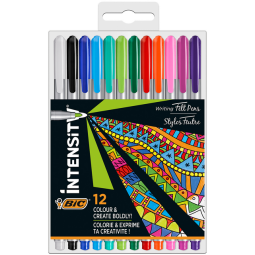 Fineliner Bic Intensity medium assorti pak à 12 stuks