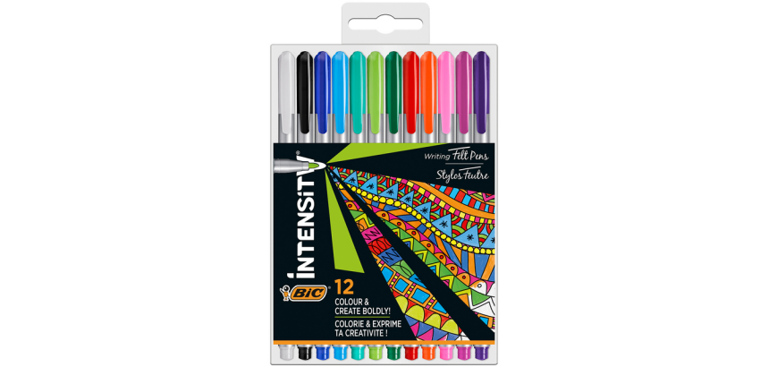 Fineliner BIC Intensity Medium assorti étui 12 couleurs