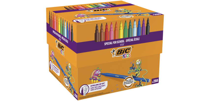 Bunte Filzstifte BIC Kids Visa Fein, sortiert, Schulbox mit 288 Stück