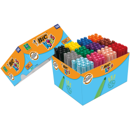 Feutre couleurs BIC Kids ECOlutions Visa XL assorti boîte scolaire 144 pièces