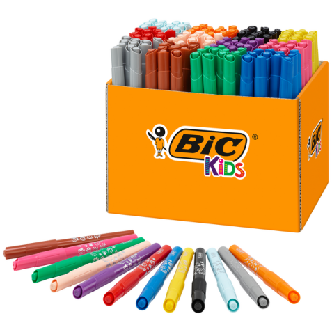 Feutre couleurs BIC Kids ECOlutions Visa XL assorti boîte scolaire 144 pièces