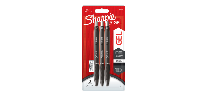 Stylo gel Sharpie S-gel Medium noir blister 3 pièces