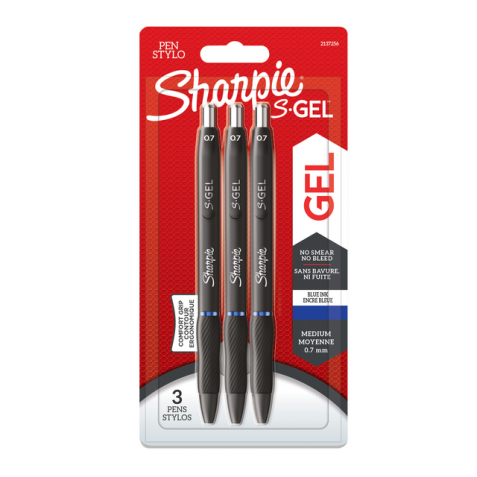 Gelschrijver Sharpie S-gel medium blauw blister à 3 stuks