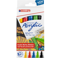 Marqueur acrylique edding e-5100 Medium Basique assorti set 5 pièces