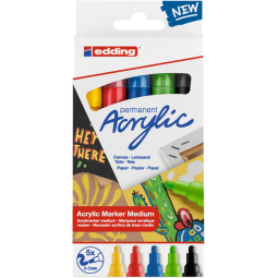 Acrylmarker edding e-5100 medium basis assorti set à 5 stuks