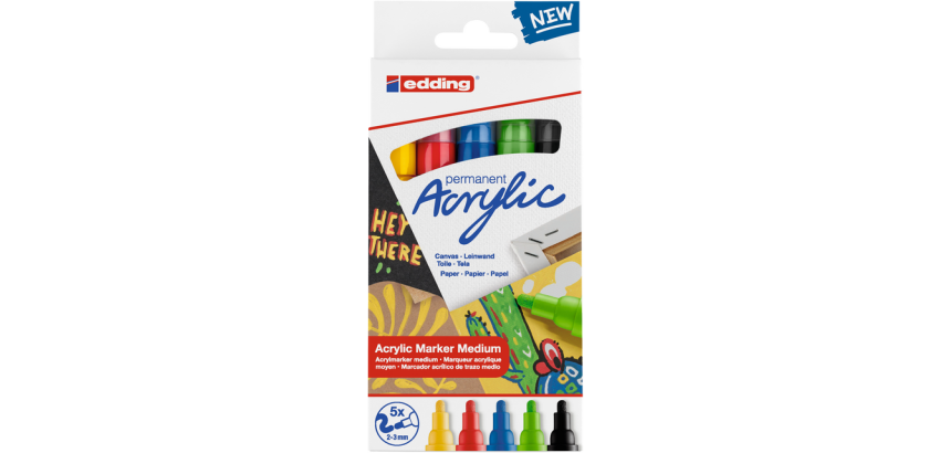 Acrylic marker edding e-5100 Medium Basic assorted set 5 pieces