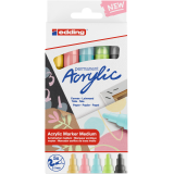 Marqueur acrylique edding e-5100 Medium Pastel assorti set 5 pièces