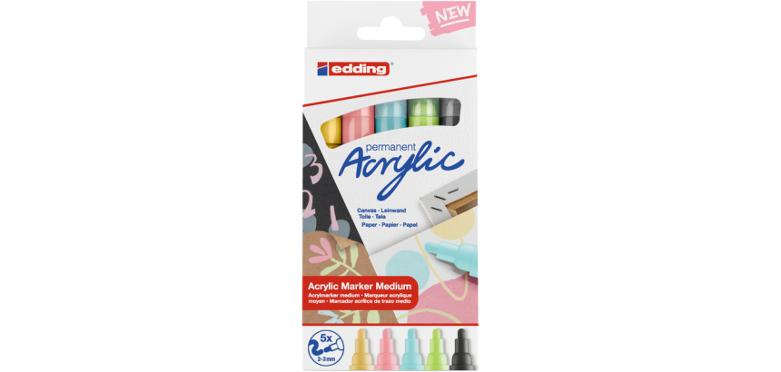 Acrylic marker edding e-5100 Medium Pastel assorted set of 5 pieces