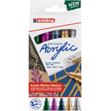 Marqueur acrylique edding e-5100 Medium Metallic assorti set 5 pièces