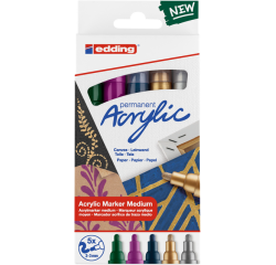 Marqueur acrylique edding e-5100 Medium Metallic assorti set 5 pièces