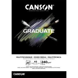 Tekenblok Canson Graduate Mixed Media black paper A5 20vel 240gr