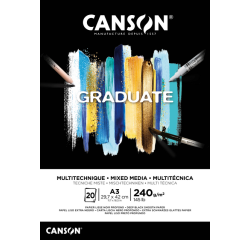 Bloc à dessin Canson Graduate Mixed Media Black paper A3 20 feuilles 240g noir