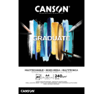 Bloc à dessin Canson Graduate Mixed Media Black paper A4 20 feuilles 240g noir
