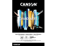 Bloc à dessin Canson Graduate Mixed Media Black paper A4 20 feuilles 240g noir