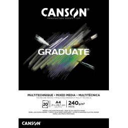 Tekenblok Canson Graduate Mixed Media black paper A4 20vel 240gr