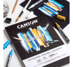 Bloc à dessin Canson Graduate Mixed Media Black paper A4 20 feuilles 240g noir