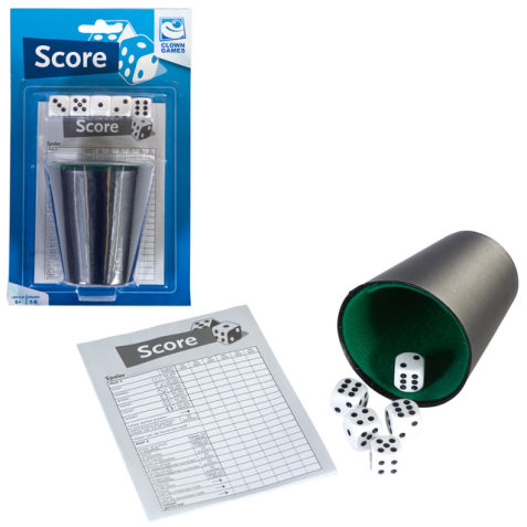 Spel dobbelset en scoreblok Clown