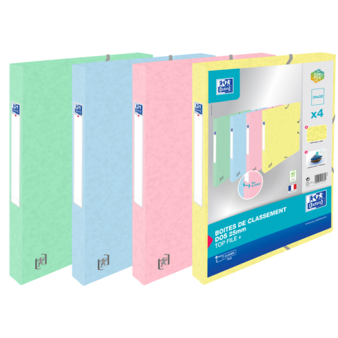 Elastobox Oxford Top File+ A4 25mm pastel assorti 4 stuks