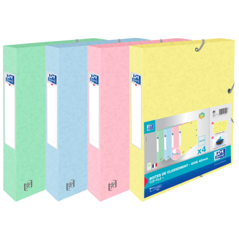 Elastobox Oxford Top File+ A4 40mm pastel assorti 4 stuks