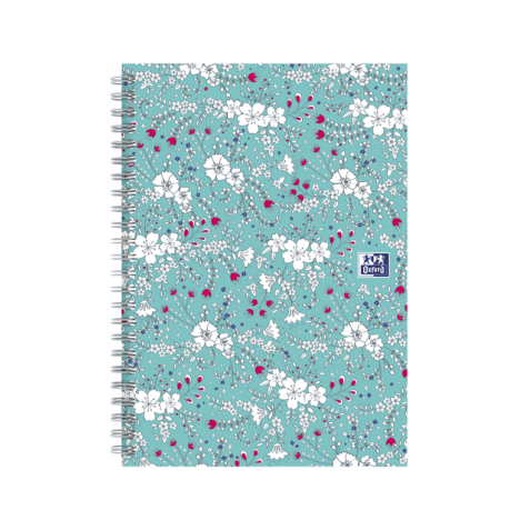 Cahier à spirale Oxford Floral B5 ligné 60 feuilles turquoise