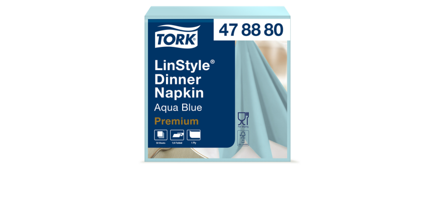 Serviette Tork LinStyle Premium 478880 Pli 1/4 1 ép 390x390mm bleu aqua 50 pièces