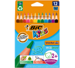 Kleurpotloden BicKids Evolution ecolutions triangle assorti etui à 12 stuk