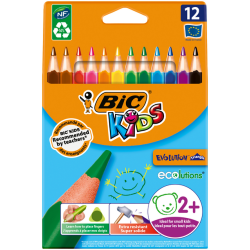 Kleurpotloden BicKids Evolution ecolutions triangle assorti etui à 12 stuk